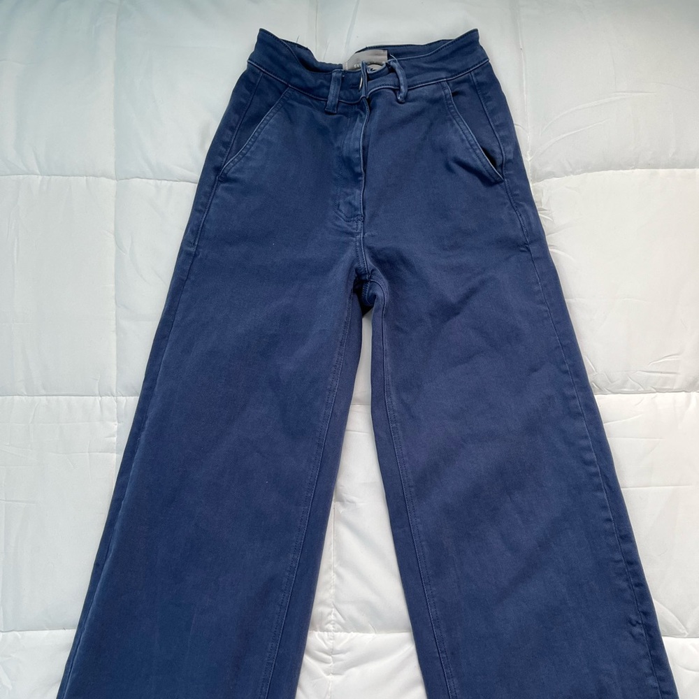 Everlane - Wide Leg Crop Pant - 00 Navy Blue